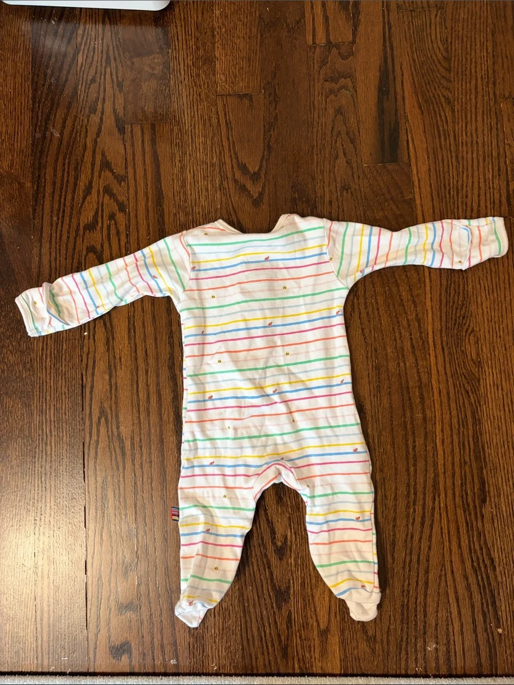 MagneticMe Baby Girl 0-3mo Rainbow Stripe Footed One-Piece